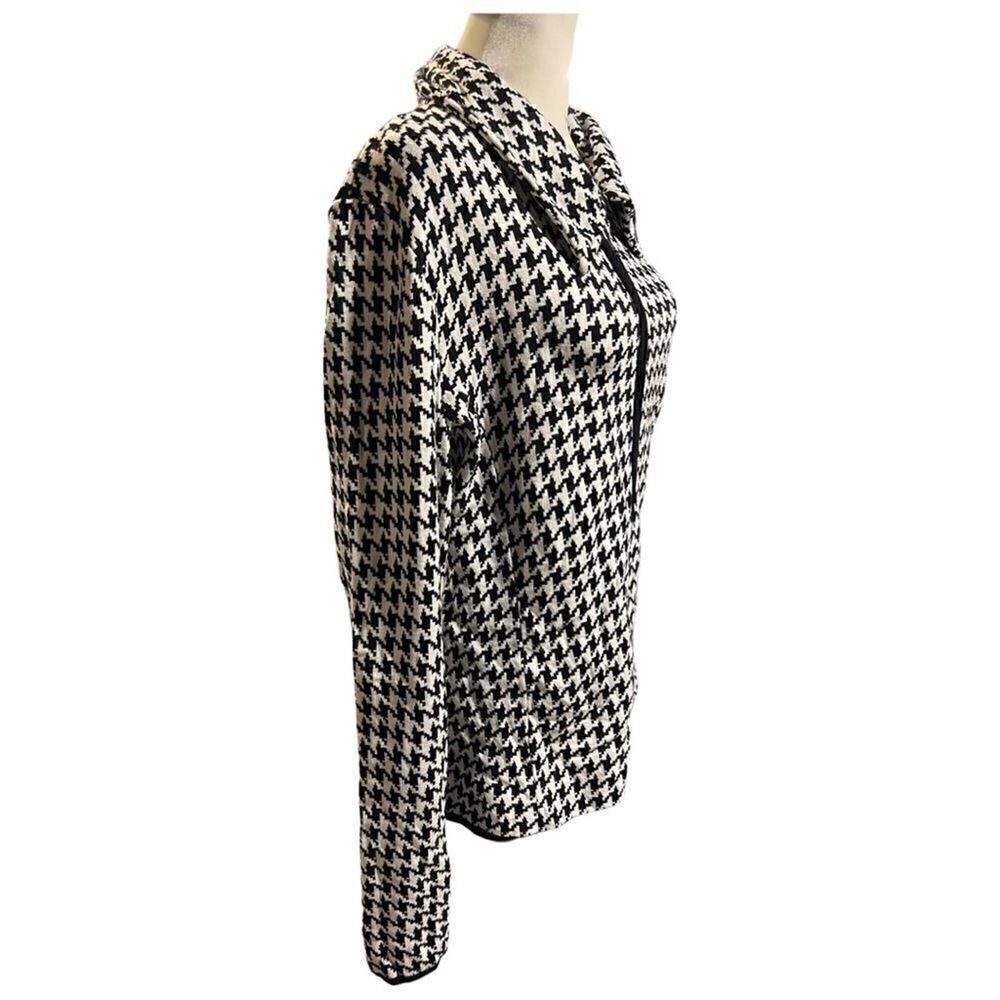 Kate Hill houndstooth full zip up cardigan jacket size Large - Picture 3 of 8